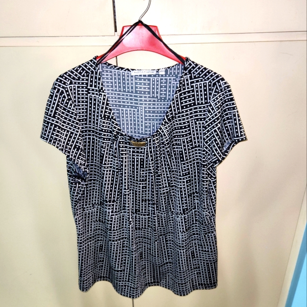 NOTATIONS XL dressy black shirt. Scoop neckline. Silky soft.